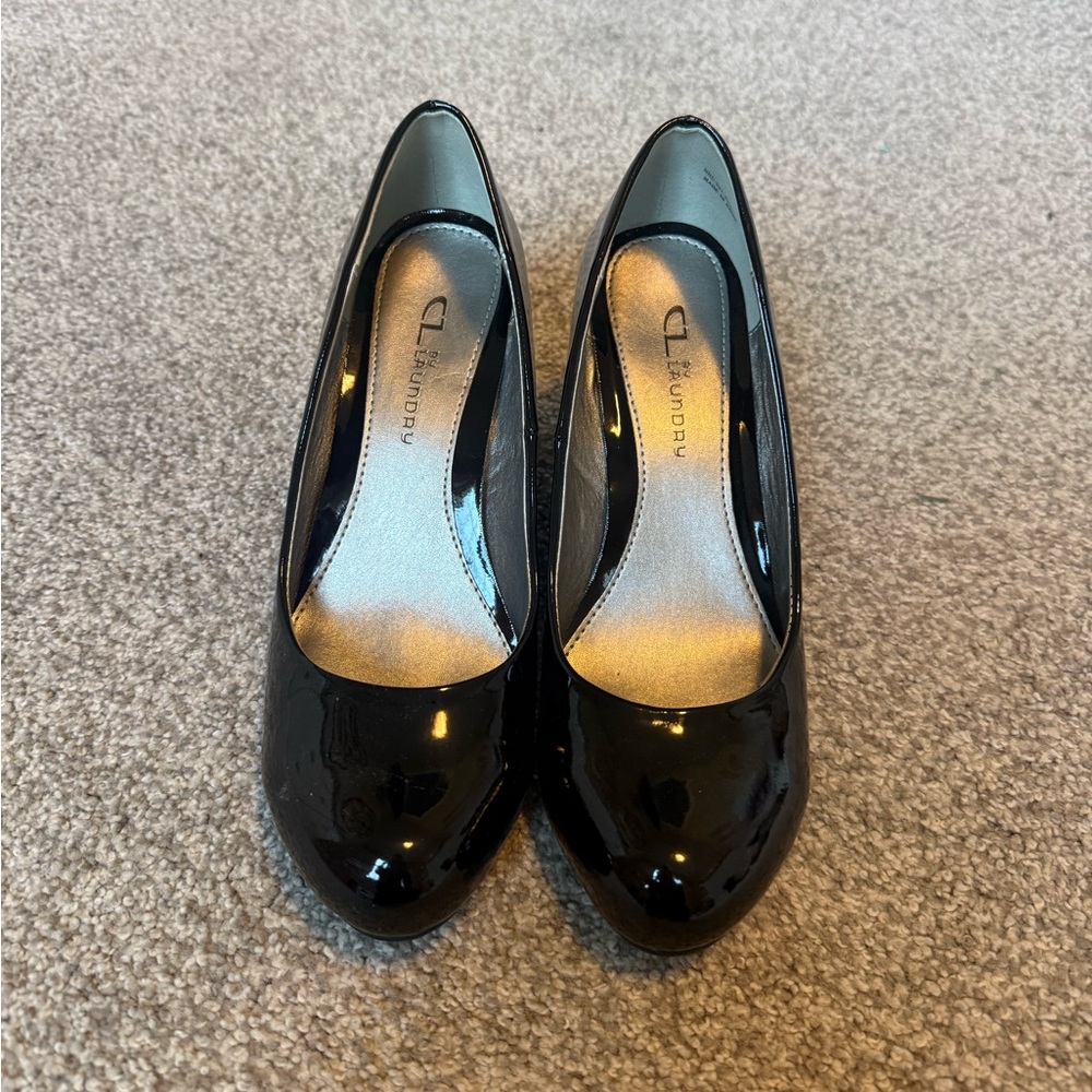 CL by Laundry Shiny Black Heels